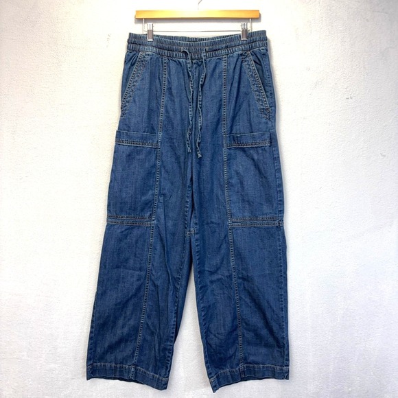 Banana Republic Pants - Banana Republic Wide Leg Pull On Jeans Womens Medium Tall MT Blue Mid Rise 2025